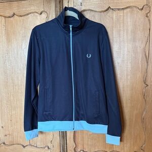 NWOT Fred Perry Navy Blue Track Jacket with Light Blue Accents